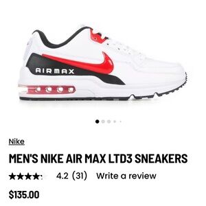 Nike Air Max LTD3 White with Red and Black Accents